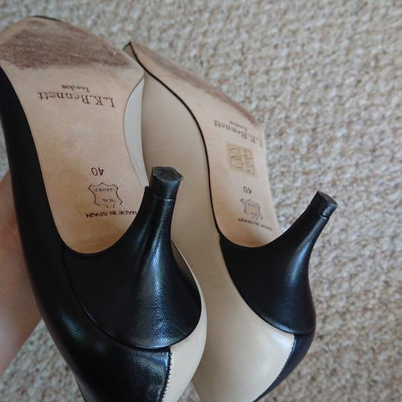 LK Bennett Black and Cream pointy toe with bow pump size 39.5 - Picture 12 of 16